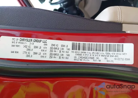 2014 Dodge Durango Sxt z USA, uszkodzony, nr VIN 1C4RDHAG8EC476685